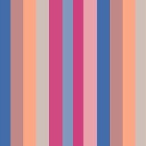 Pink Blue Orange Retro Colors Stripes
