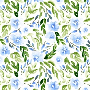 12" Floral in blue and bright green