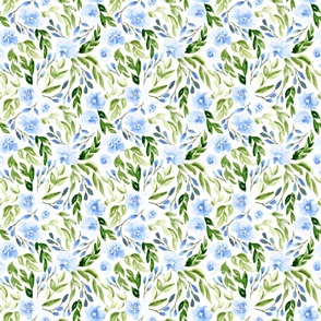 6" Floral in blue and bright green