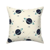Into space, planet & galaxy - blue ( large ) 