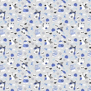 Cute Ghost Halloween Dress Up Blue Grey