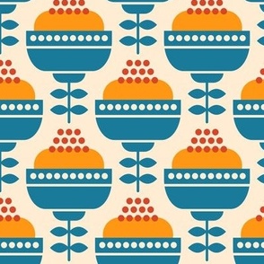 1083 - geometric scandi flowers, blue