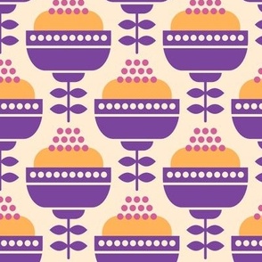 1084 - geometric scandi flowers, purple