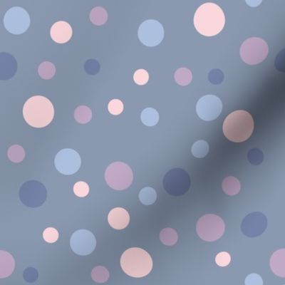 Random pink, purple and blue polka dots - Medium scale