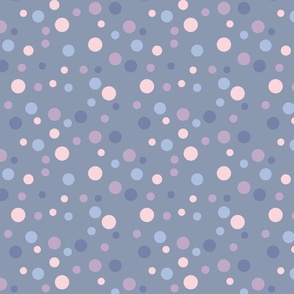 Random pink, purple and blue polka dots - Medium scale