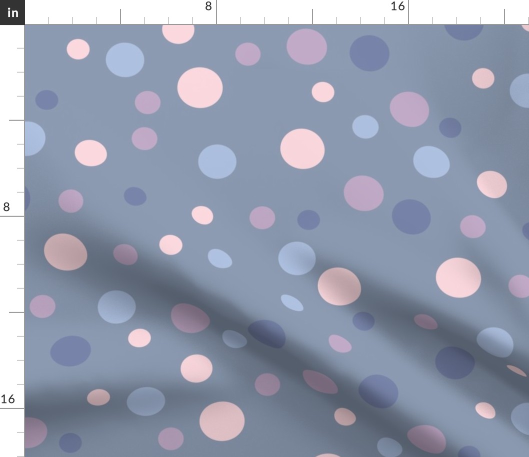 Random pink, purple and blue polka dots - Large scale