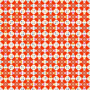 Mod Scandinavian Granny Square Crochet - orange red - small