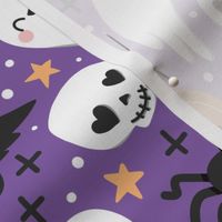 cute Halloween kawaii purple , Halloween ghost pumpkin fabric WB21