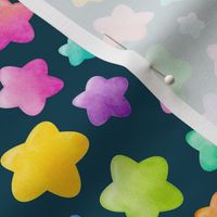 Medium Scale Colorful Watercolor Stars on Navy