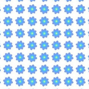 Wow Flowers - blue on white - 4in