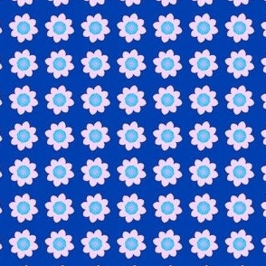 Wow Flowers - pink on blue - 4in 