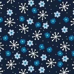 Blue Floral Snowflakes 