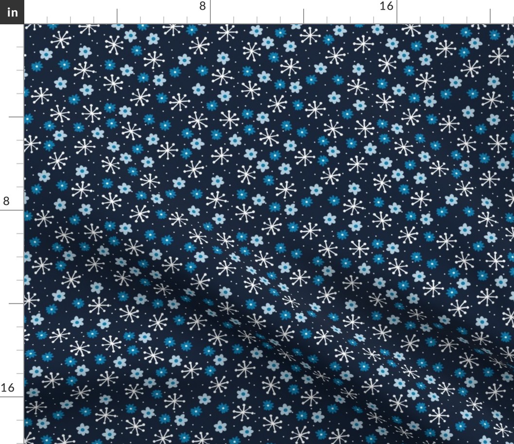 Blue Floral Snowflakes 