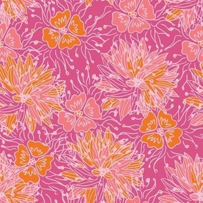 hot pink floral by rysunki_malunki