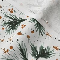evergreen berry sprigs and stars-white 6in