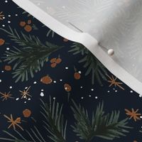 evergreen gold berry sprigs and stars-deep blue 6in