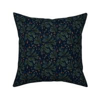 evergreen gold berry sprigs and stars-deep blue 6in