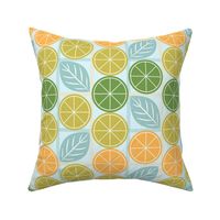 garden citrus - lemon slices light leaves check