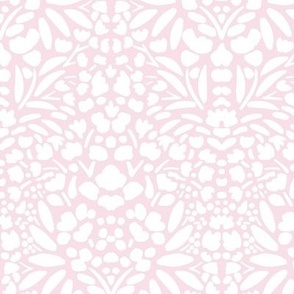 Medium White Ink Blot Damask on Pink