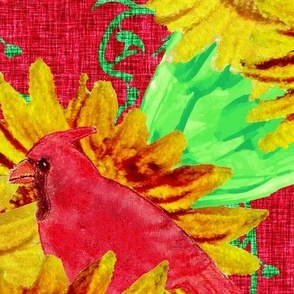 3. Cardinal on Sunflowers