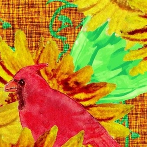 2. Cardinal on Sunflowers