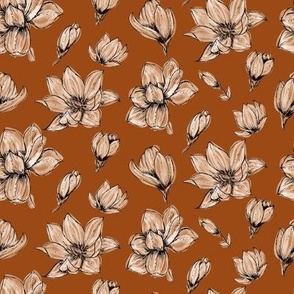 Hand-writing Magnolias in brown