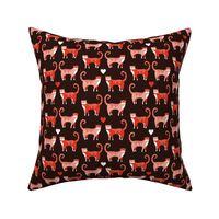 (S) Love cats dark red on brown