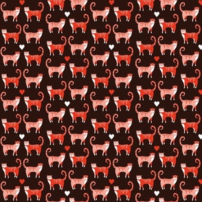 (S) Love cats dark red on brown