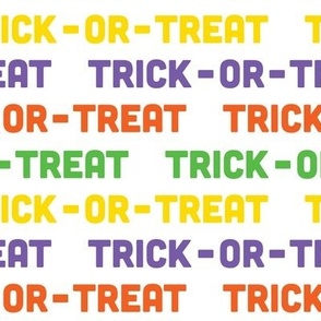 Halloween Trick Or Treat Pattern Halloween Orange, Purple, Green, White, Yellow