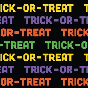 Halloween Trick Or Treat Pattern Halloween Orange, Purple, Green, Yellow, Black