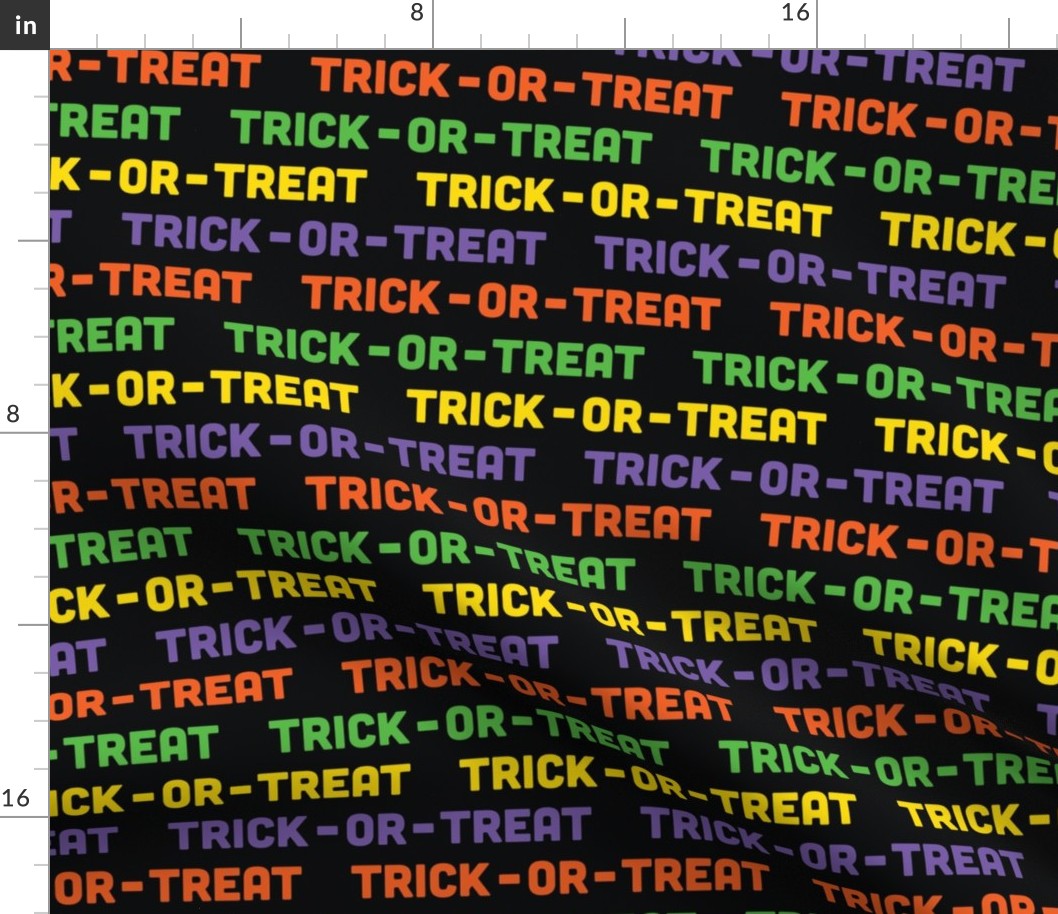 Halloween Trick Or Treat Pattern Halloween Orange, Purple, Green, Yellow, Black