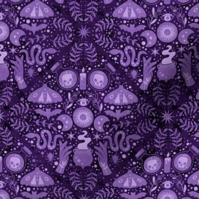 Medium Scale Eclectic Witchcraft Fall Halloween Magic Potions and Spells in Purple