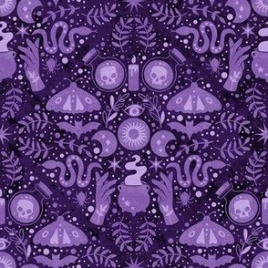 Medium Scale Eclectic Witchcraft Fall Halloween Magic Potions and Spells in Purple