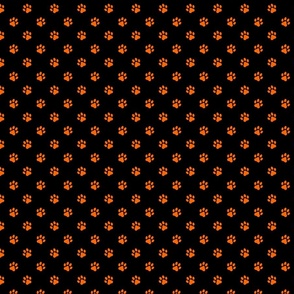 Black Orange Dog Paw Print Pattern