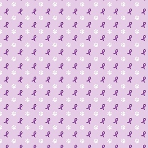 purple ribbon dog paw print pattern