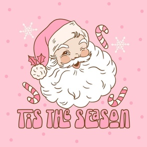 Tis The Season Pink Santa 18 inch Pillow Sham