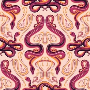 Art Nouveau Snakes // Pink and Orange