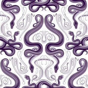 Small Art Nouveau Snakes. Purple on white