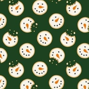 (small scale) Snowman Sugar Cookies - Christmas Cookie - dark green - LAD22