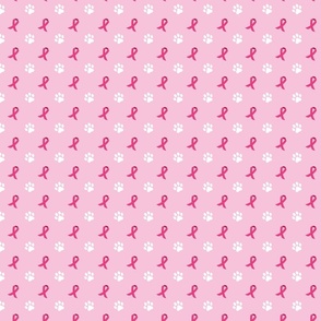 Pink Ribbon Dog Paw Print Pattern