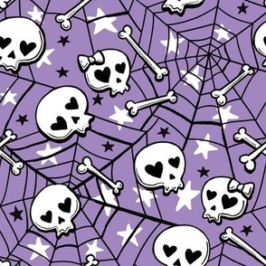 cute hand-drawn skulls halloween purple