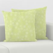 Boho minimalist ditsy flowers daisies petals in lime and white LARGE