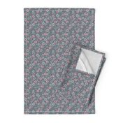 Little brain surgeon -  Back to school science nerd - Smart minimal brains and branches with flowers and leaves in pink white on slate grey