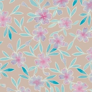 lila flowers beige backround