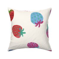 Tossed watercolor strawberries - on a creamy white background - large jumbo size