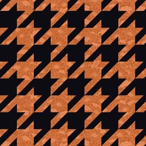 houndstooth check with flowers on black - medium Scale
