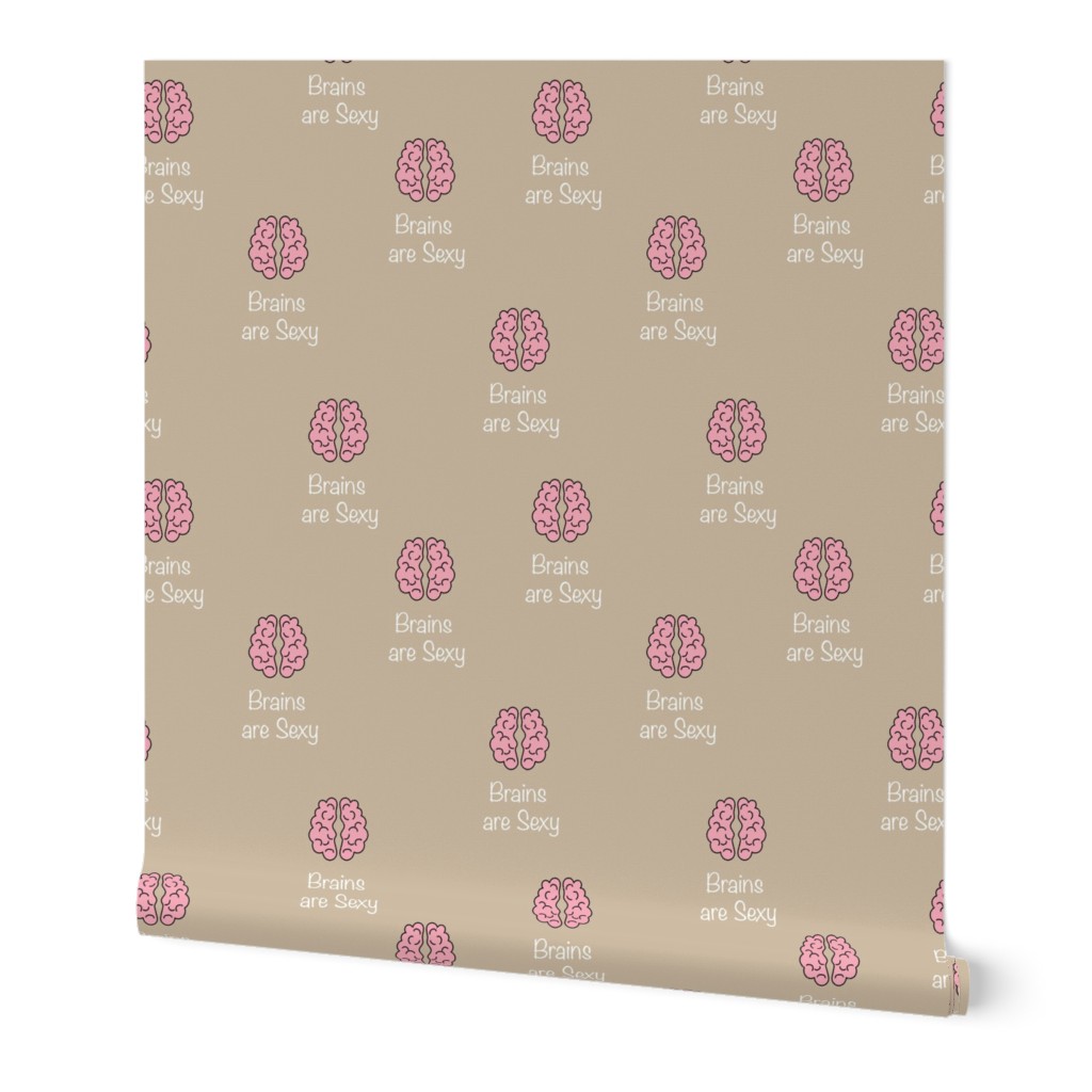 Back to school science nerd - Minimal boho smart is the new sexy  funny brains pun in pink on beige