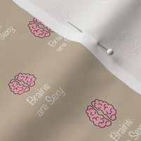 Back to school science nerd - Minimal boho smart is the new sexy  funny brains pun in pink on beige