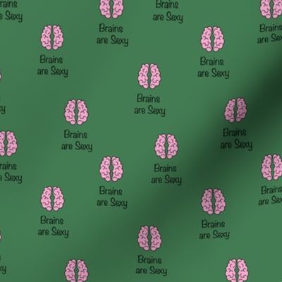 Back to school science nerd - Minimal boho smart is the new sexy  funny brains pun in pink on forest green