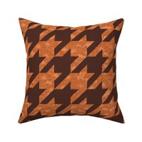 houndstooth check with flowers on brown - medium Scale